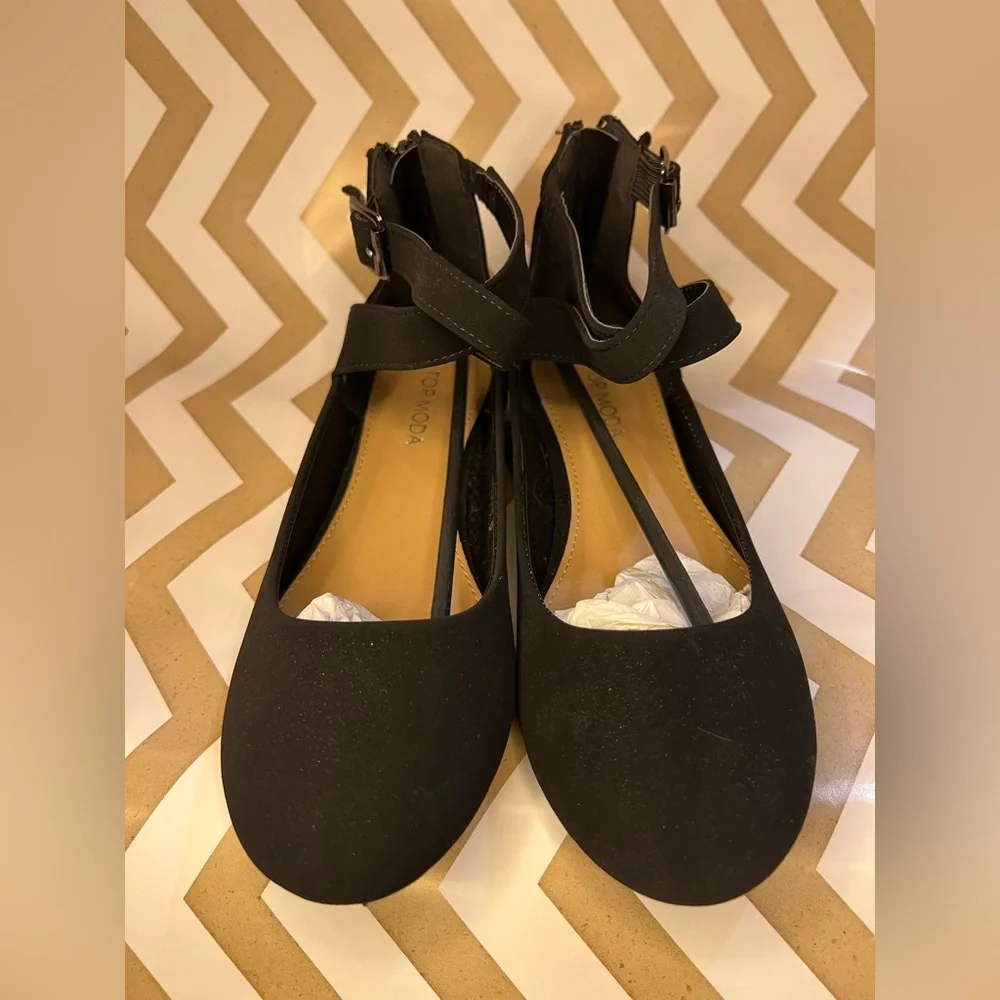 Black Faux Suede Ballet Flats Size 6 NWOT - Picture 3 of 5